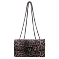 Chic leopard print shoulder bag with metallic studs and chain strap in variant style - Coffee