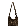 Chique hobo-tas met luipaardprint, grote capaciteit en stijlvolle geknoopte brede schouderband - Tan