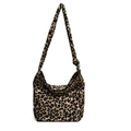 Canvas hobo tas met luipaardprint, grote capaciteit en een stijlvolle schouderband - Donker kaki
