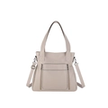 Bolso tote minimalista de cuero PU beige con bolsillos de cremallera y gran capacidad - Blanco