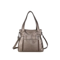 Bolso tote grande minimalista de cuero PU con acabado bronce metálico y varios bolsillos - Champán
