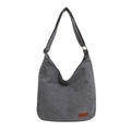 Borsa hobo in velluto a coste grigio scuro con tracolla regolabile ed etichetta in pelle - Grigio
