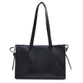Klassische mattschwarze Shopper-Tasche mit Ledertextur und goldenen Metallnieten-Details - Schwarz