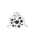 Mini PU leather crossbody bag with white ladybug design and silver bead chain strap - White