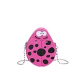 Pink cartoon ladybug crossbody bag for kids with metallic chain and PU leather - Rose Red
