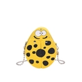 Mini ladybug crossbody bag in yellow PU leather with cartoon face and bead chain - Yellow