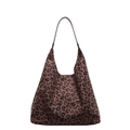 Bolso hobo retro con estampado clásico de leopardo y gran capacidad de almacenamiento - café