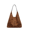 Bolso tote con estampado de leopardo para mujer con gran capacidad y correas negras - Tostado
