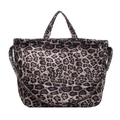 Large leopard print tote bag with double handles and wide shoulder strap in canvas fabric - Leopard White