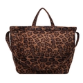 Large capacity leopard print tote bag with sturdy handles and wide shoulder strap - Leopard Dark Brown