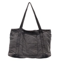 Bolso tote de mezclilla gris oscuro lavado minimalista con bolsillo y correas - Negro
