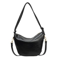Elegante borsa a secchiello a mezzaluna in pelle PU nera con doppie tracolle - Nero
