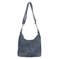 Borsa hobo vintage in denim lavato blu scuro con tracolla regolabile per donne - Blu scuro