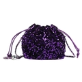 Secchiello alla moda con paillettes viola con catena argento e chiusura a coulisse - Viola scuro