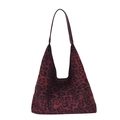 Grand sac hobo rouge à motif léopard noir avec bandoulière en cuir pour femme - Rouge