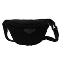 Minimalist black corduroy waist bag in half-moon shape with durable textile strap - Black