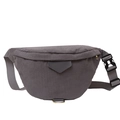 Dark gray corduroy crossbody waist bag with adjustable strap and leather patch - Gray