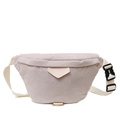 Off-white corduroy waist bag with adjustable strap and textured fabric finish - White