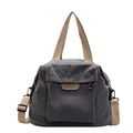 Bolso tote de pana gris oscuro con correas ajustables y etiqueta de cuero a la moda - Gris