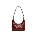 Minimalistische bordeauxrote Hobo-Tasche aus Lackleder mit Doppelreißverschluss und Riemen - Rot