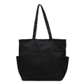 Schwarze Nylon-Tragetasche mit großem Fassungsvermögen und vielen Taschen für Damen - Schwarz