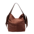 Retro large brown suede tote bag with leather strap for women, stylish shoulder bag style - Tan