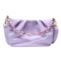 Elegante borsa a nuvola arricciata viola chiaro con catena in resina e cuoio - Violetto
