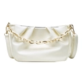 Elegante borsa a nuvola bianca crema con catena decorativa e finitura in morbida pelle - Avorio
