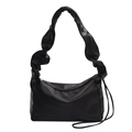 Borsa a spalla nera minimalista con tracolla lucida plissettata e design a nuvola - Nero
