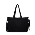 Minimalist black corduroy tote bag with dual handles and adjustable shoulder strap - Black