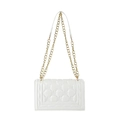 Chic white quilted crossbody bag with luxury star patterns and gold chain strap - White