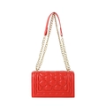 Elegant red quilted leather handbag with golden chain strap and vintage retro style - Red