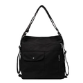 Grande borsa tote nera con tasche multiple, tracolla regolabile e finitura in tela resistente - Nero