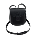 Schicke schwarze strukturierte Mini-Umhängetasche mit Streifen und Fashion Bags Logo - Schwarz