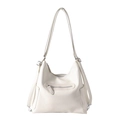 Elegante borsa a tracolla bianca in pelle PU con trama litchi e dettagli argento - Bianco
