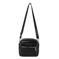 Piccola borsa a tracolla quadrata nera in pelle impermeabile con cinturino regolabile - Nero