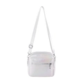 Piccola borsa a tracolla olografica laser bianca chic con tracolla regolabile e tasca frontale - Bianco