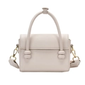Sac à main carré minimaliste blanc crème en cuir à motif litchi avec boucle dorée - Blanc