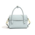 Sac bandoulière bleu clair en similicuir à texture litchi et détails dorés - Bleu