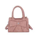 Borsa a tracolla rosa con design a pieghe e grande fiocco con cristallo a forma di cuore - Rosa