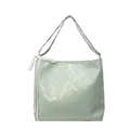 Mint green minimalist bucket bag featuring vintage texture and a white lace bow detail - Green