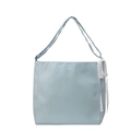 Minimalist light blue bucket bag with delicate white lace ribbon on shoulder strap - Blue