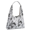 Bolso Hobo gris blanco con bordado tradicional de pinos y grullas en estilo pintura a tinta - Blanco