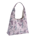 Pink jacquard tote bag with purple and blue pine embroidery in a vintage Chinese style - Purple