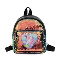 Mini zaino in pelle PU nera con paillettes reversibili e toppa con unicorno - Oro