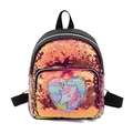 Mini zaino con unicorno e paillettes reversibili rosa e oro con toppa a cuore a cartone animato - Rosso Anguria