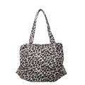 Große Shopper-Tasche aus Canvas mit Leopardenmuster in Creme und Braun für Damen - Gebrochenes Weiß