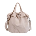Bolso tote beige versátil de gran capacidad con correa de hombro ajustable para uso diario - Blanco