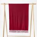 Detail of burgundy cashmere pashmina shawl featuring soft fringes and quality material - Burgundy / 215*70cm