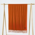 Detail of orange cashmere scarf showing soft knit texture and fringe tassels - Orange Red / 215*70cm